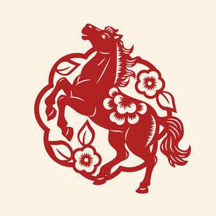剪纸骏马图