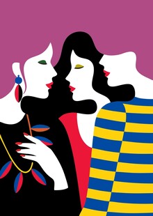 时尚女性的亲密互动瞬间