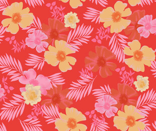 红色花卉植物图案背景