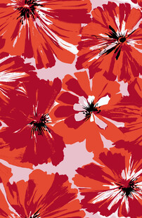 红色花卉图案背景纹理