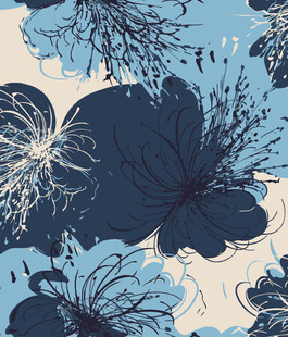 蓝调花卉图案