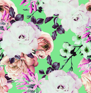 绿色背景花卉图案纹理