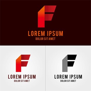 多彩F字母标志设计