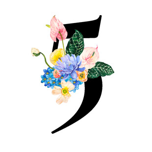 花卉装饰的数字5