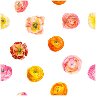水彩花卉无缝图案背景