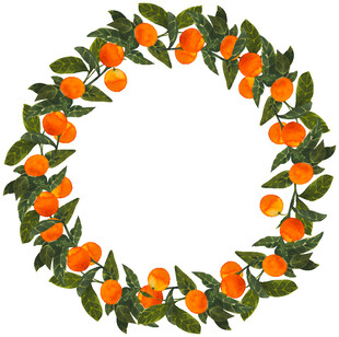橙色柑橘花环装饰图案