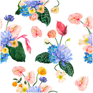 水彩花卉图案设计素材