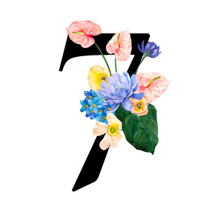 数字7花卉装饰艺术图