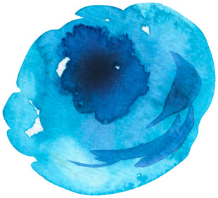 蓝色水彩晕染圆形图案