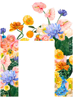 多彩花卉装饰边框图案