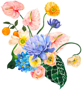 缤纷花卉水彩插画