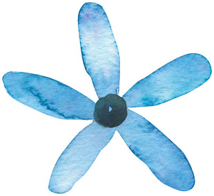 蓝色水彩花朵图案