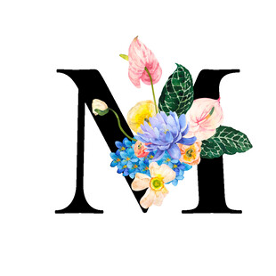 花卉装饰的字母M