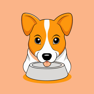 可爱小狗进食中