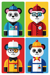 可爱熊猫卡通角色集合
