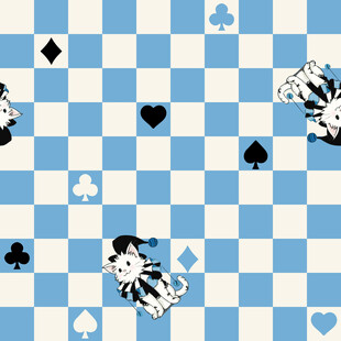 蓝底扑克元素趣味图案
