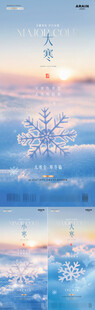地产小寒大寒雪地雪花风景海报