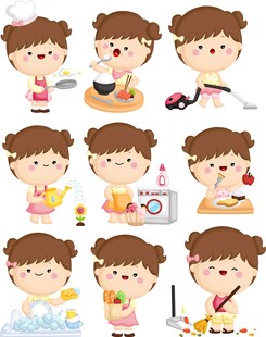 儿童日常活动可爱插画