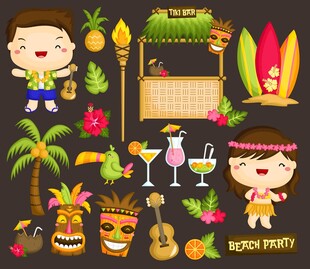 热带风情夏威夷元素集合