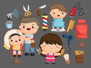 儿童体验传统理发场景