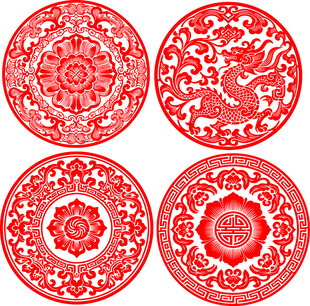 传统中式红色花纹图案