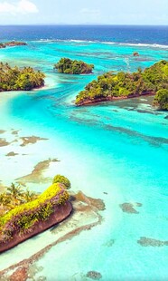 梦幻海岛蓝绿水景风光