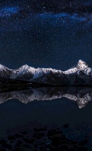 雪山星空倒影夜色美景