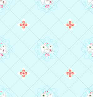 浅蓝色花卉几何图案背景