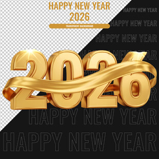 2026新年金色立体数字装饰