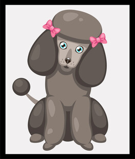 可爱灰贵宾犬戴粉色蝴蝶结