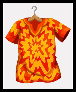 橙色花纹短袖恤