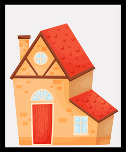 卡通风格的温馨小房子