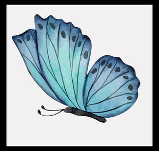 蓝色梦幻蝴蝶插画