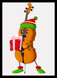 圣诞风大提琴卡通形象