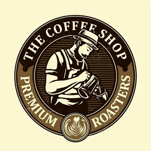 复古风咖啡店优质烘焙标识
