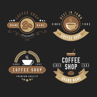 复古风咖啡主题徽章设计