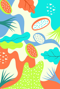 多彩热带植物抽象图案