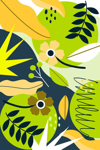 热带植物花卉插画图案