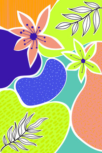 多彩花卉几何图案背景