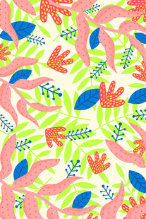 热带风动植物图案印花