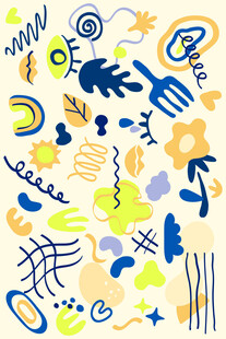 手绘多彩抽象涂鸦图案