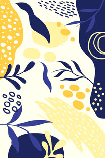 蓝黄抽象植物图案背景