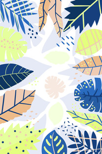 多彩手绘叶片图案背景