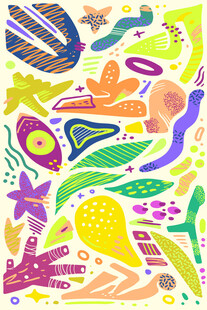 多彩手绘海洋元素图案