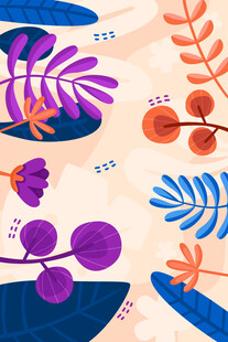 多彩植物插画图案