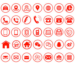 红色简约多功能图标集合