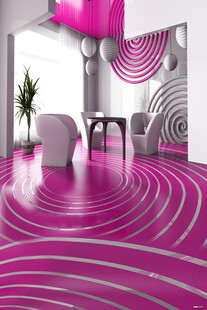 粉色几何图案的时尚室内空间