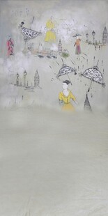 梦幻雪景中的多彩小物