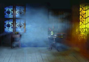 梦幻复古室内朦胧光影场景