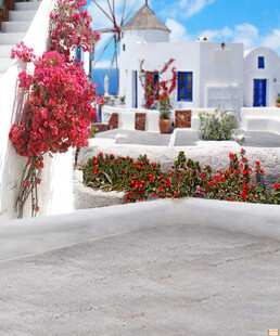 圣托里尼浪漫白色建筑景观